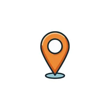 Vibrant orange map marker signifying navigation location representing posit.. 스톡 일러스트