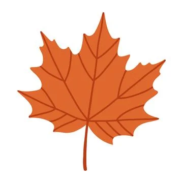 Vibrant orange maple leaf vector isolated on white. Flat autumn foliage clip Illustrazione stock