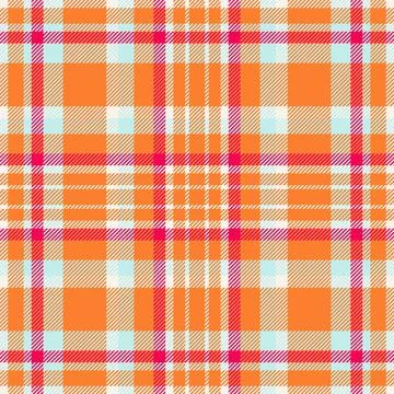 Vibrant orange, pink, and light blue plaid seamless pattern. This modern ch.. Stock Illustration