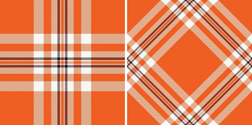 Vibrant orange plaid patterns, perfect for textile design, fall fashion, or.. Stock Illustration