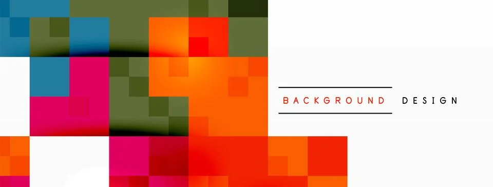 Vibrant orange rectangles in a symmetrical pattern on a colorful background Stock Illustration