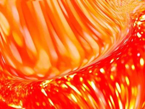 Vibrant Orange Red Abstract Wave Texture With Glossy Liquid Flow And Dynami.. Stock Illustration
