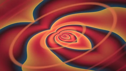 Vibrant orange red and blue swirling spiral forms with glowing layered curves Видео 342877354