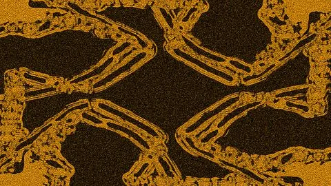 Vibrant orange skeletal pattern on dark background texture Stock Illustration