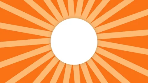 A vibrant orange sunburst background with a centered white circular frame 库存影片 335118000
