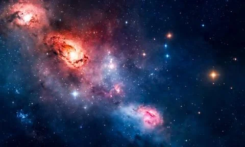 Vibrant Outer Space View, Star Clusters, Nebulae Formation, Interstellar Clou Stock Photos