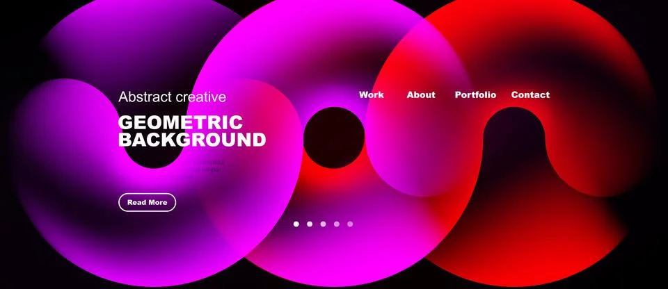 Vibrant overlapping circles create abstract background. Text elements present Ilustración de archivo