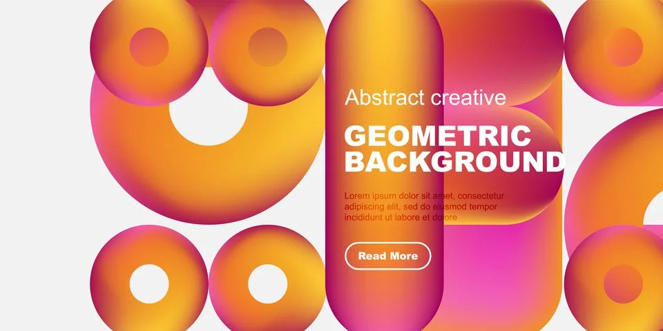 Vibrant overlapping circles create dynamic geometric backdrop. Text block Stock Illustration