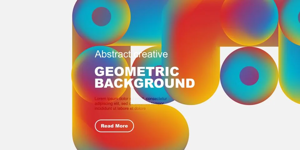 Vibrant overlapping circles create dynamic geometric background. Text block Stock Illustration