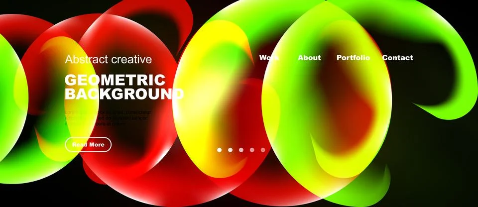Vibrant overlapping circles create dynamic background. Text elements present Stock Illustration
