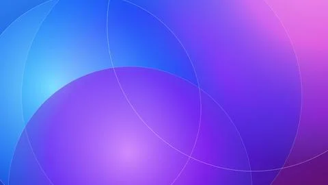 Vibrant Overlapping Circular Arcs Gradient Mesh in Royal Blue Backdrop Design. Stock Illustration