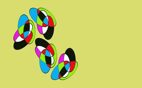Vibrant Overlapping Oval Abstract Graphic Composition on Light Olive Bac Stock Illustration