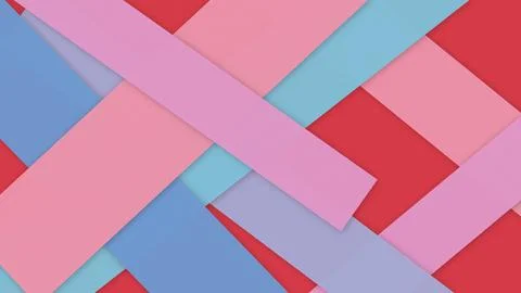 Vibrant overlapping rectangles in pink, red, blue, cyan, and lavender creat.. Illustrazione stock