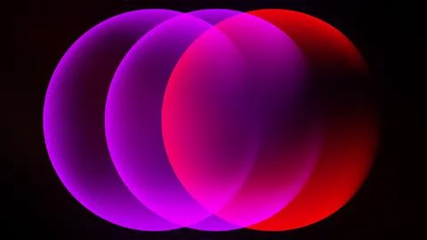 Vibrant overlapping spheres create luminous abstract composition. Colors blen 스톡 일러스트