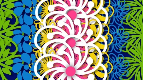 Vibrant Pacific Islander Floral Pattern Motion Background for Heritage Month Stock Footage 346281405