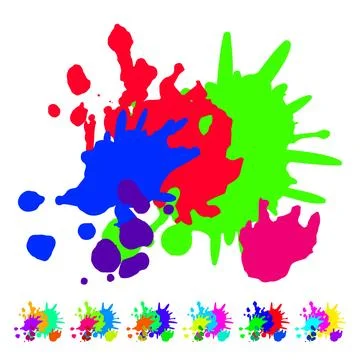 Vibrant paint splatters cartoon vector graphic Stock Illustration