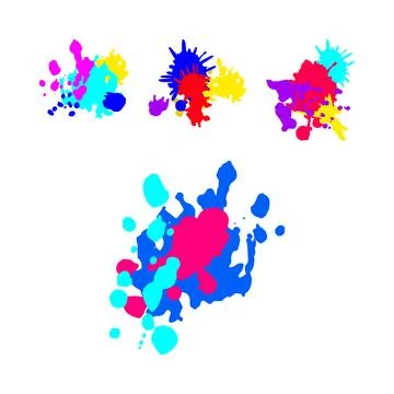 Vibrant paint splatters creating abstract colorful backgrounds Stock Illustration