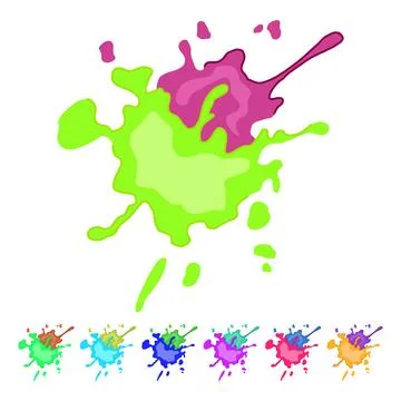 Vibrant paint splatters vector cartoon graphic Stock Illustration