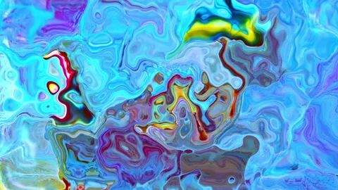 Vibrant paint surface with layered color interaction and dynamic composition Stock Footage 335798214