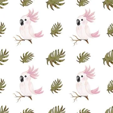 Vibrant parrot pattern design featuring tropical elements for fabric and wa.. Illustrazione stock