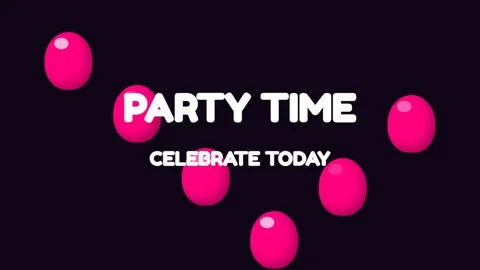 Vibrant Party Time Title Animation with Confetti Bubbles and Celebration Text Stock Footage 337500787