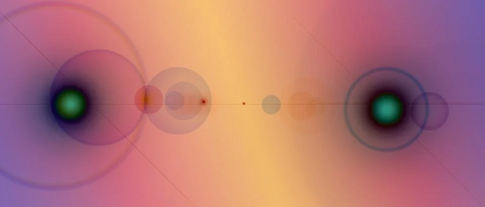 Vibrant Pastel Gradient Background with Dual Optical Lens Flare and Bokeh Orbs Stock Illustration