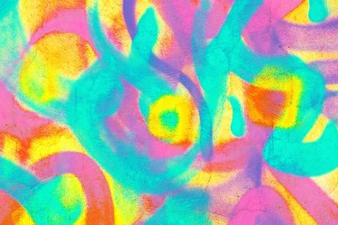 Vibrant Pastel Graffiti Swirl Pattern in Aqua, Yellow, Pink for 80s, Y2K Design 스톡 일러스트