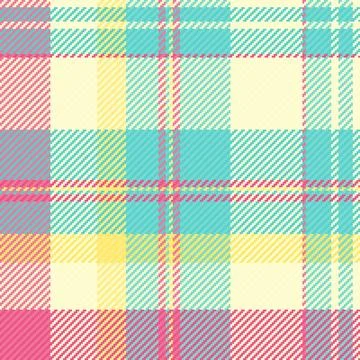 A vibrant pastel plaid pattern featuring a cheerful mix of turquoise, pink,.. Stock Illustration