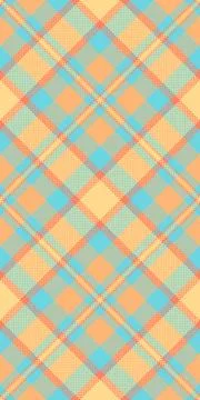 Vibrant pastel plaid pattern in peach and aqua.  Perfect for textile design,  Stock Illustration