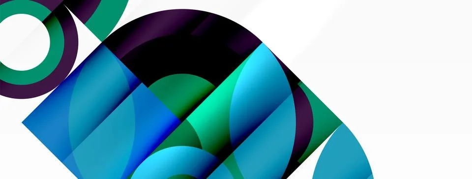 A vibrant pattern of azure triangles and magenta petals on a white background Stock Illustration