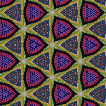 Vibrant pattern featuring an intricate array of patterns and shapes. Ilustración de archivo