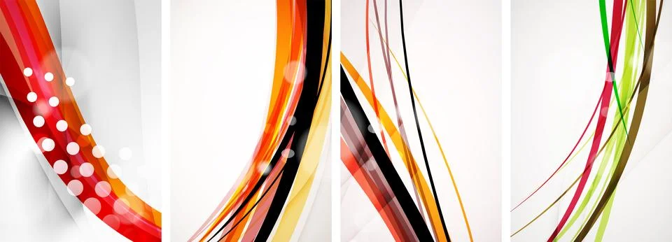 A vibrant pattern of four colorful waves on a white background Illustrazione stock