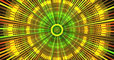 Vibrant pattern with green and yellow rays in a circular design Illustrazione stock
