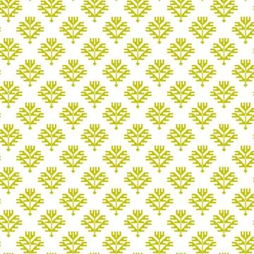 A vibrant pattern with white and yellow hues and delicate leaf motifs Stock Illustration