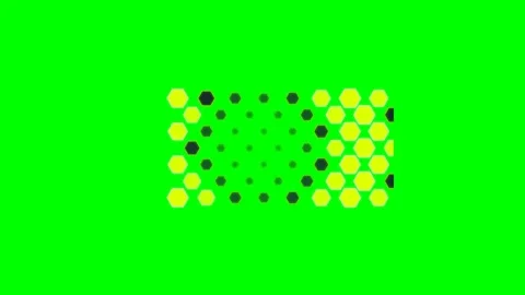 A vibrant pattern of yellow and black hexagons on a bright green background Stock Footage 340266264