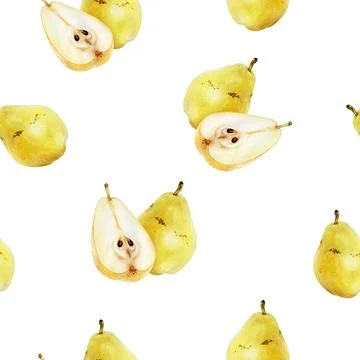 A Vibrant Pear Watercolor Seamless Pattern Design for Freshness and Health Stock Illustration
