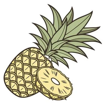 A vibrant pineapple and a slice isolated on showcase the tropical fruits spi Stock Illustration