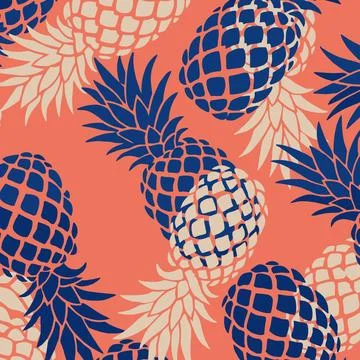 Vibrant Pineapple Pattern Seamless Tropical Fruit Design. Stock Illustration