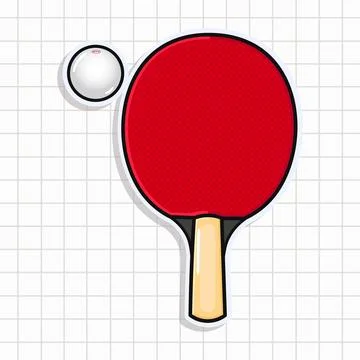 Vibrant Ping Pong Paddle. Table Tennis Racket and Ball Over Tiled Background Stock Illustration