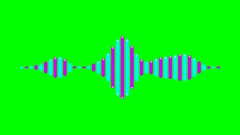 Vibrant pink and blue audio wave visualization on a bright green background Stock Footage 340905239