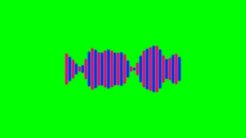 Vibrant pink and blue audio waveform visualized on a solid green background Stock-Footage 341824548