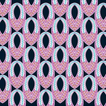 A vibrant pink and blue pattern on a sleek black background Stock Illustration