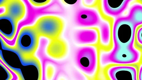 Vibrant pink and yellow liquid patterns morph with dark organic spots Видео 331746979