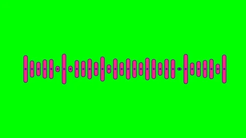 A vibrant pink audio waveform visualization centered on a green background Stock Footage 340901538