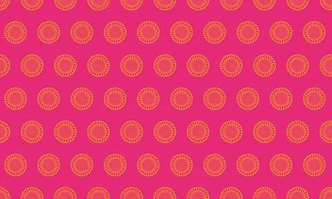 Vibrant pink background adorned with a repeating pattern of intricate, orange Stock Illustration