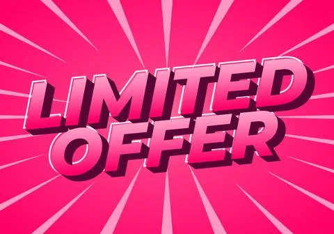 A vibrant pink background with bold, 3D text that reads LIMITED OFFER Stock Illustration