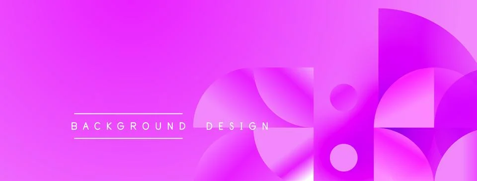 Vibrant pink background features overlapping circles, gradients. Text reads Illustrazione stock