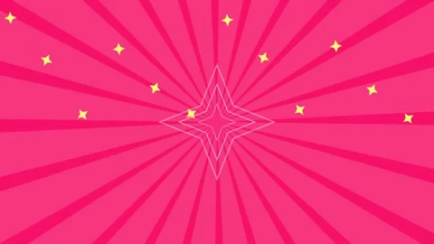 A vibrant pink background featuring a central starburst and scattered icons Stockbeeldmateriaal 338310168