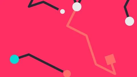 Vibrant pink background with various geometric network lines and nodes in bla イラスト素材