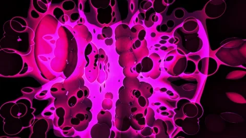 Vibrant pink cell structures under microscope. Stock Footage 334664539